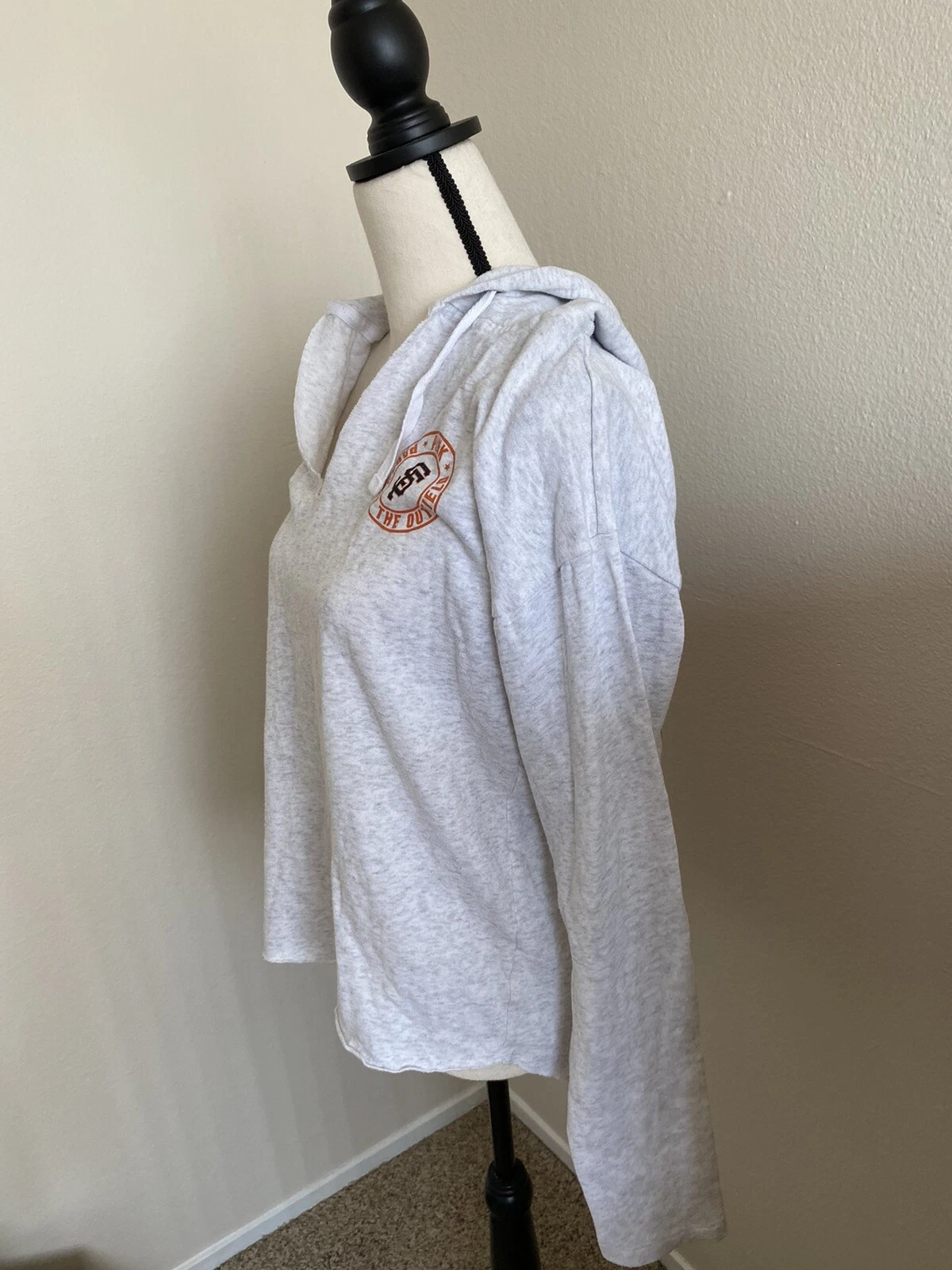 UNDERCOVER Victoria’s Secret ROSA Pullover GIGANTI Grigio Chiaro Taglio Laser Felpa con Cappuccio Taglia Media