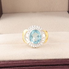 Blue Topaz Gemstone 925 Sterling Silver Ring Handmade Jewelry Ring Gift For