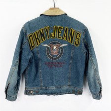 Vtg Dkny Jacket Women Small Denim Eagle Corduroy Embroidered Y2k Quilted 90's