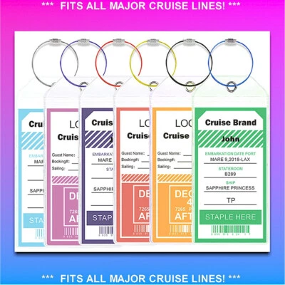 FITS ALL MAJOR CRUISE LINES! *WHOLESALE!* 120X! NEW REUSABLE Cruise Luggage Tag/eTag Holders ALL MAJOR CRUISE