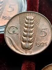 Vittorio Emanuele III - 5 Centesimi 1925 Spiga - FDC RAME ROSSO 