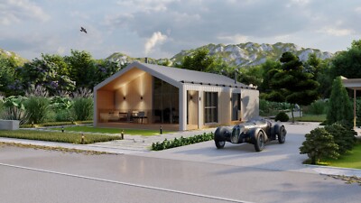 Lake House 2 Bed, Living Room, Bathroom, Terrace, CAD Blueprints Metric/Imperial