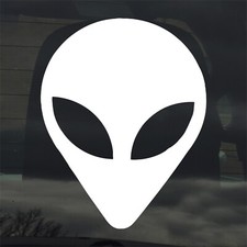 Alien Head Custom Vinyl Sticker Decal - Ufo Flying Saucer Space