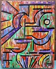 A QUITE STORM abstract NEW oil painting 8x10 canvas original art signed Crowell