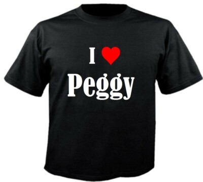 T-Shirt I Love Peggy für Damen Herren und Kinder Farben Schwarz Weiss Pink