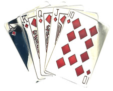 Straight Flush Chrome Playing Cards Gambling Enameled Belt Buckle New