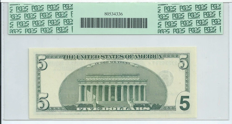 $5 2003 Star *  Chicago 320000 printed PCGS 66PPQ very short run #03236547* FRN  - Image 2 of 3