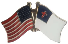 USA and Christian Crossed Friendship Flag Enamel Lapel Pin