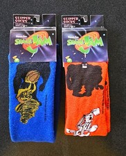 Warner Bros. Space Jam Fleece Slipper Socks Size 8-11 Shoe - New in Box - 2 Pair