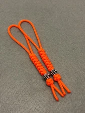 95 Paracord Micro Knife Lanyard 2pk, Orange Cord  Snake Knot With Metal Bead