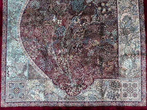 High Quality Silk Rug Wall Hanging Pictorial Tree Off Life Silk Rug 145 x 97 cm - Picture 4 of 10