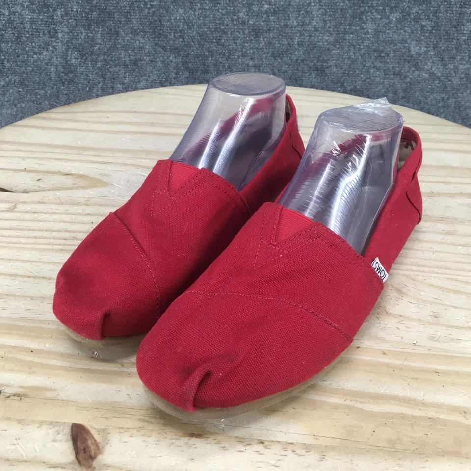 Toms Shoes Womens 10 Classic Slip On Flats Comfort 001001B07 Red Canvas Low Top - Image 3 of 4