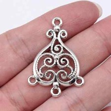 10pcs 37x25mm Antique Silver Geometric Flower Earring Connector