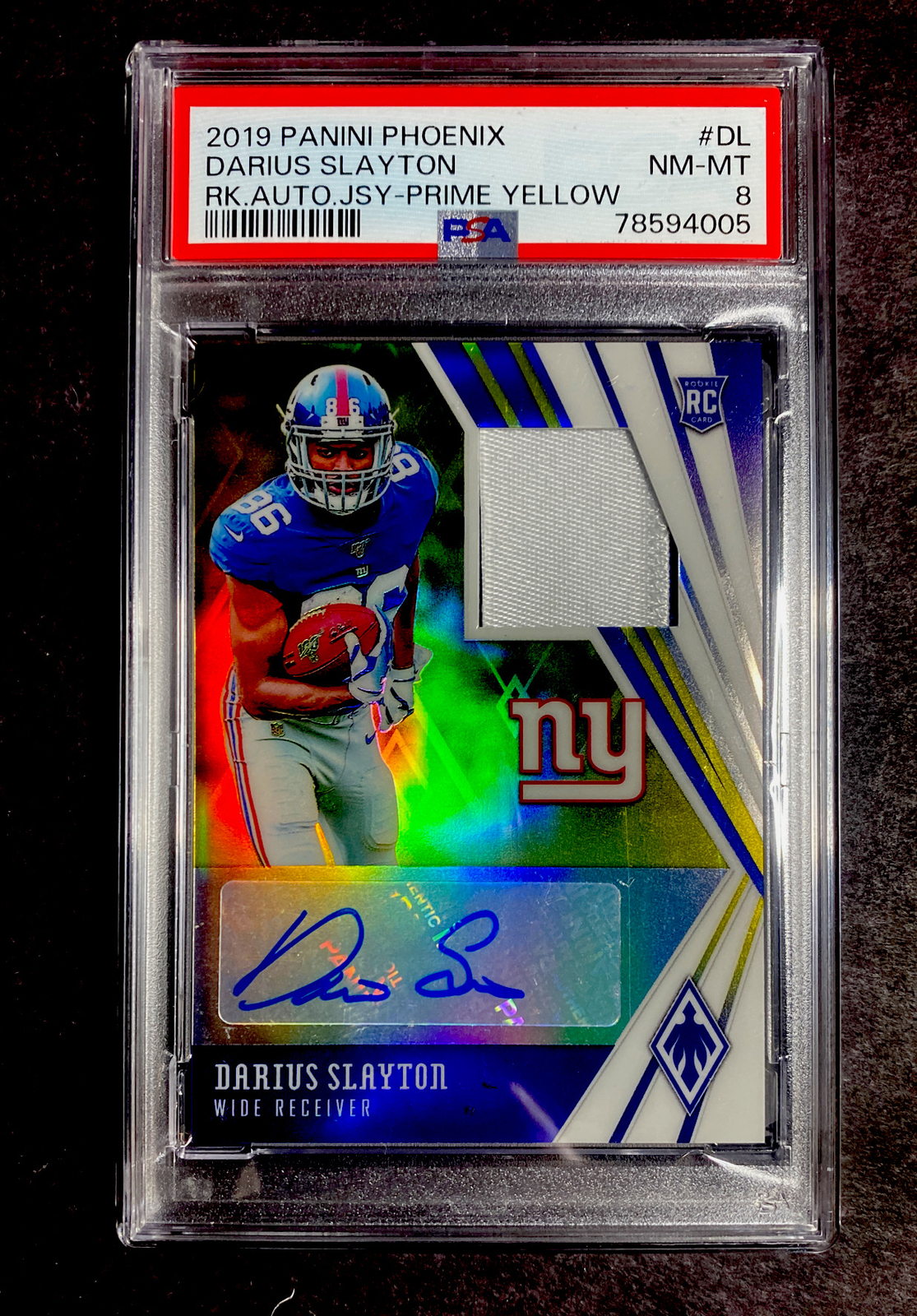 2019 PANINI PHOENIX DARIUS SLAYTON ROOKIE AUTO RPA PRIME YELLOW /75