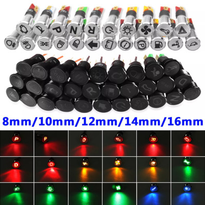 8/10/12/14/16mm LED Leichtmetall Armaturenbrett Warnleuchte Kontrollleuchte Neu