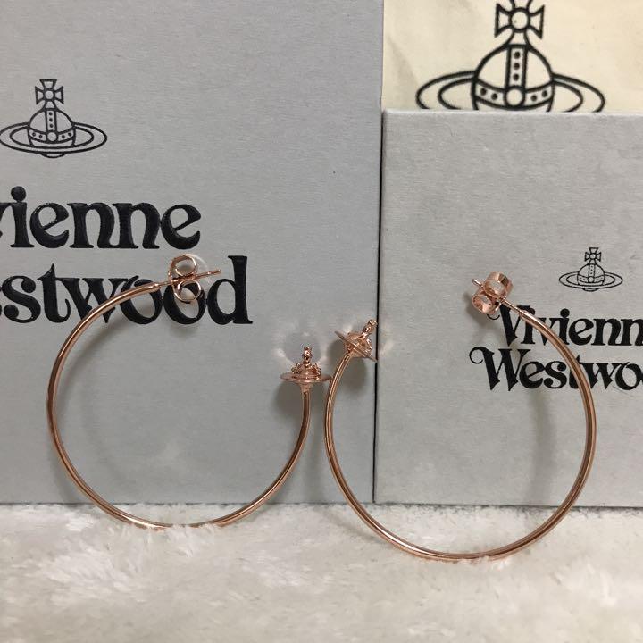 Vivienne Westwood Logo Catch Earrings Pink Gold 4.5cm NO BOX