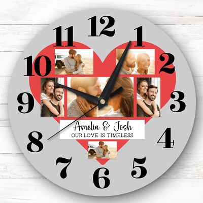 Liebe ist zeitlos Fotos Valentinstag Geschenk Jahrestag grau personalisiert Uhr