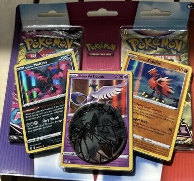 Pokémon TCG: Articuno, Zapdos & Moltres Cards with 2 Booster Packs & Coin