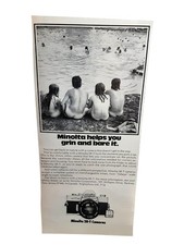 1975 Minolta SR-T Camera Vintage Print Ad Grin and Bare It Photography