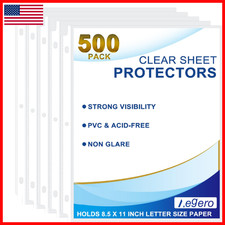 Aegero 500 Pack Clear Sheet Protectors 8.5 X 11 Inch Page Protectors For 3 Ring