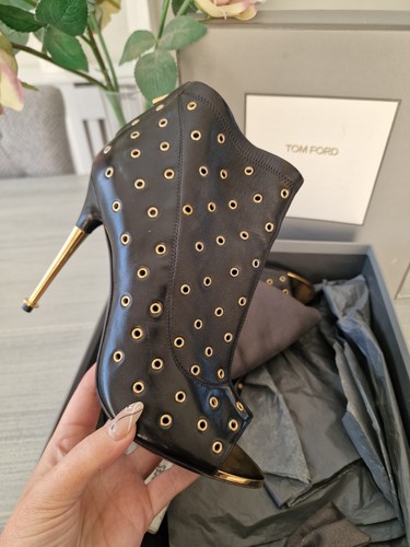 Tom Ford Black Leather Millie Stiletto Ankle Boot Size 39 Uk 6 - Picture 1 of 11