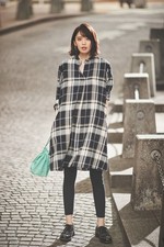 UNIQLO 3D Brushed Cotton Long Sleeve Checkered Dress Black  Size XL Warm Winter