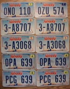 LOT of 10 NEBRASKA LICENSE PLATES - 2005/10