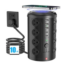 Surge Protector Power Strip,Desk Charging Station with 15W Wireless Charger, ...