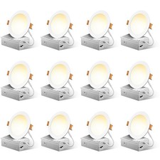 12 Pack 4 Inch 5CCT Ultra-Thin LED Recessed Ceiling Light with Junction Box, ...