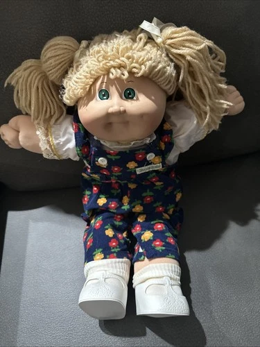 VTG HTF Coleco Cabbage Patch Kids Doll Floral Corduroy Overalls Jumper RARE