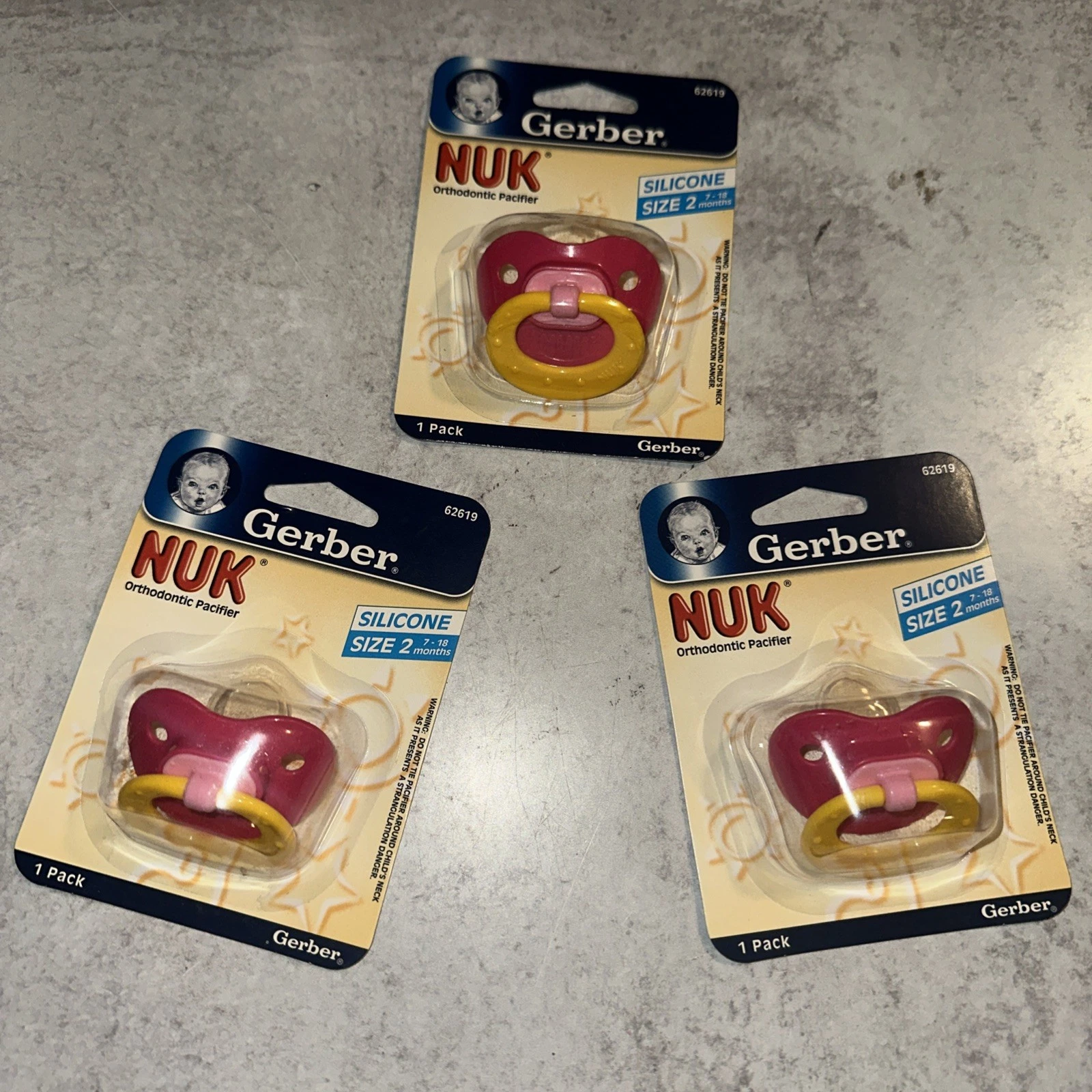 3 Lot Vintage 2005 Gerber NUK Orthodontic Silicone Pacifier Size 2 NOS Pink
Opens in a new window or