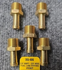 (5) Dorman 785-406 Fuel Line 3/8" Fitting, MNPT To Hose Barb Adapter