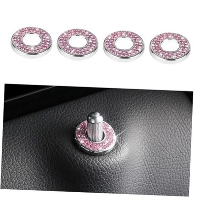 4Pack Bling Car Inner Door Lock Pull Stickers, Rhinestones Bling Car Pull Pink
