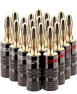 FosPower Bananenstecker 10 Paar / 20 Stück, geschlossene Schraube 10 / 20 Gold 
