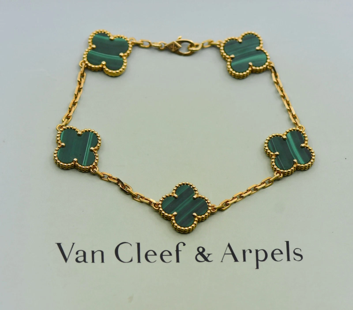 Van Cleef & Arpels Vintage Alhambra Malachite 18K Yellow Gold 