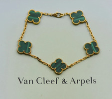 Van Cleef Arpels Vintage Alhambra Malachite 18K Yellow Gold Bracelet