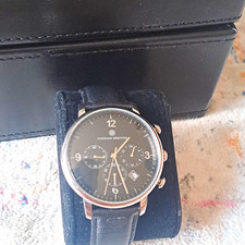 Tietzian Héritier Herren Quarz Uhr Chronograph Datum Leder schwarz