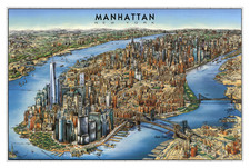 Unique Media Laminated Poster Map Manhattan New York Artistic Illustration