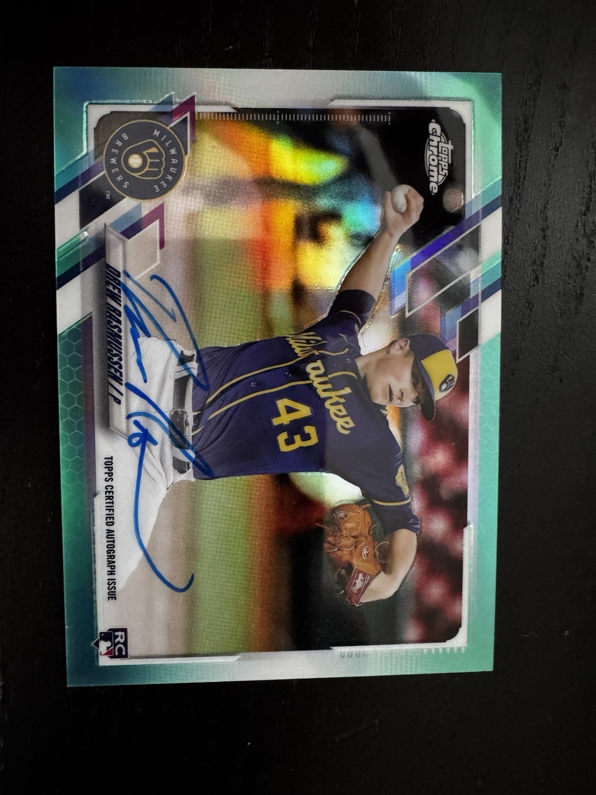 2021 Topps Chrome Drew Rasmussen Aqua Refractor Rookie Auto /199 RA-DR