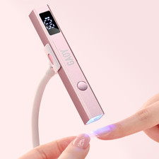Cordless Nail Lamp with Stand, Mini Handheld UV Light with LCD Display for Gel N