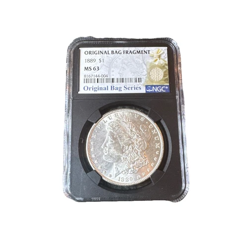 1889 $1 Morgan Silver Dollar NGC MS 63 Original Bag Fragment Series Rare MS Bag