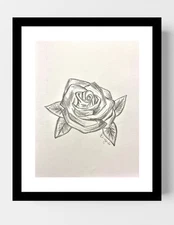 GUAJARDO Original Contemporary Line Art Rose 11X8.5 Paper Signed Art