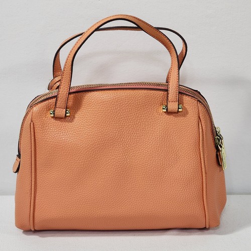 Anne Klein Satchel Lady Lock Flap Faux Leather CoralReef Orange Crossbody NWT - Picture 3 of 18