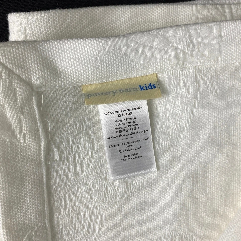 Cobertor Pottery Barn KIDS White Butterfly THROW completo queen todo ALGODÃO 84x96 polegadas - Imagem 4 de 4