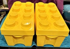 Lot Of 2 LEGO Storage Brick Case 8 Stud Container Plastic Bin Box EMPTY 14"