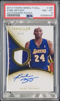 2013 Kobe Bryant Immaculate Patch Jersey Auto PSA 8 #188 28/75 Autograph Panini