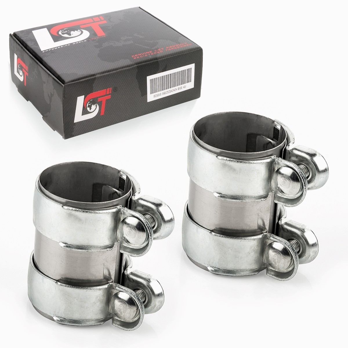 2x Pipe Double Clamp Exhaust System Ø 2 3/8x3 3/4in for Opel Astra Insignia