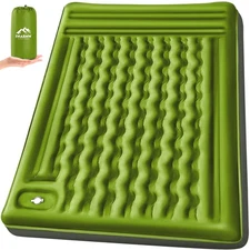 Double Sleeping Pad Camping, Self Inflating 6'' Extra-Thick 2 Person Pillow B...