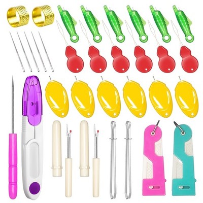 33 Pcs Sewing Tool Kit with Automatic Needle Threader Fish Style Repair Set