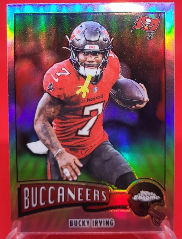 2025 Topps Chrome NFL Football Bucky Irving THROWBACK 1975 Refactor 1975-32 BUCS